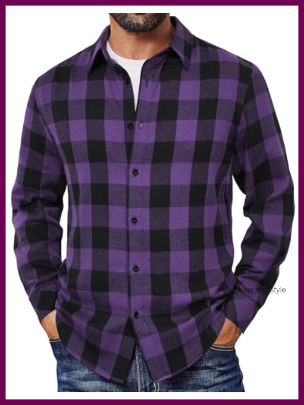 Men's Cotton Flannel Shirt Long Sleeve Plaid Button Down Casual